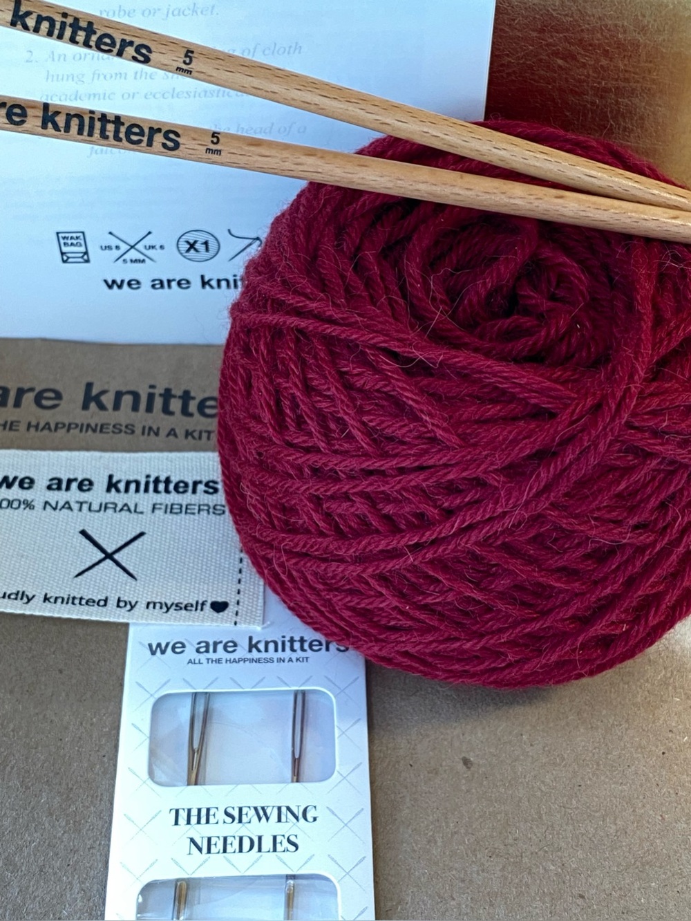 We Are Knitters Baby “Titi” Hat kit. Alpaca yarn, needles, instructions, etc